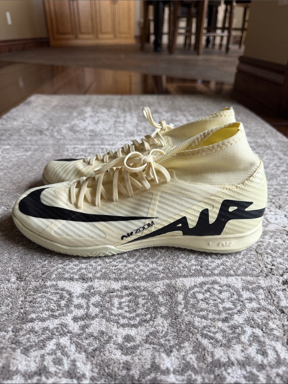 Nike Cream High-Top Turf Sneakers with Black Swoosh